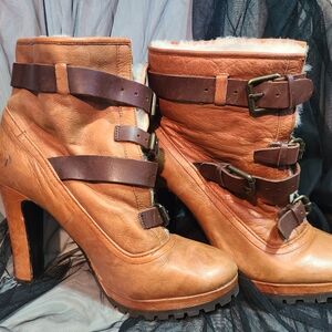 Dolce Vita Tan and Brown Heeled Boots